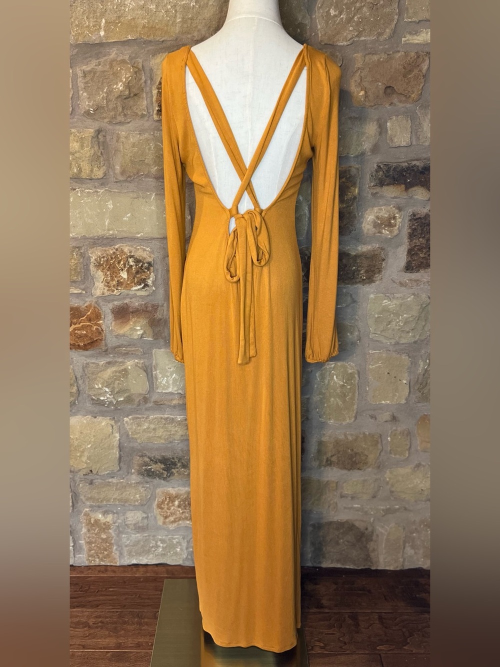 Free People Beach Luna Midi Dress XS Mustard Open Back Boho - Picture 2 of 6